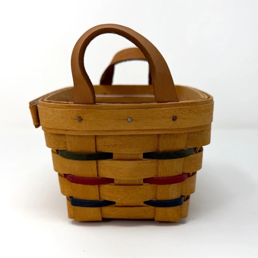 Longaberger Handwoven Basket w/ Leather Handles Small Preloved